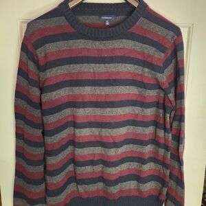 Croft & Barrow Men's Crewneck Sweater - Red and Gray Stripes